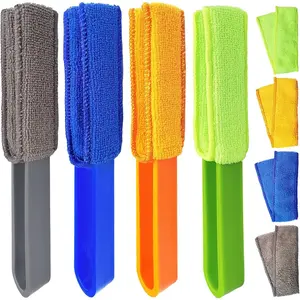 4 Pack Microfiber Blinds Duster, 4 Removable and Washable Sleeves, Cleaner for Window Blinds, Air Conditioner Vents, Fans,  Vents