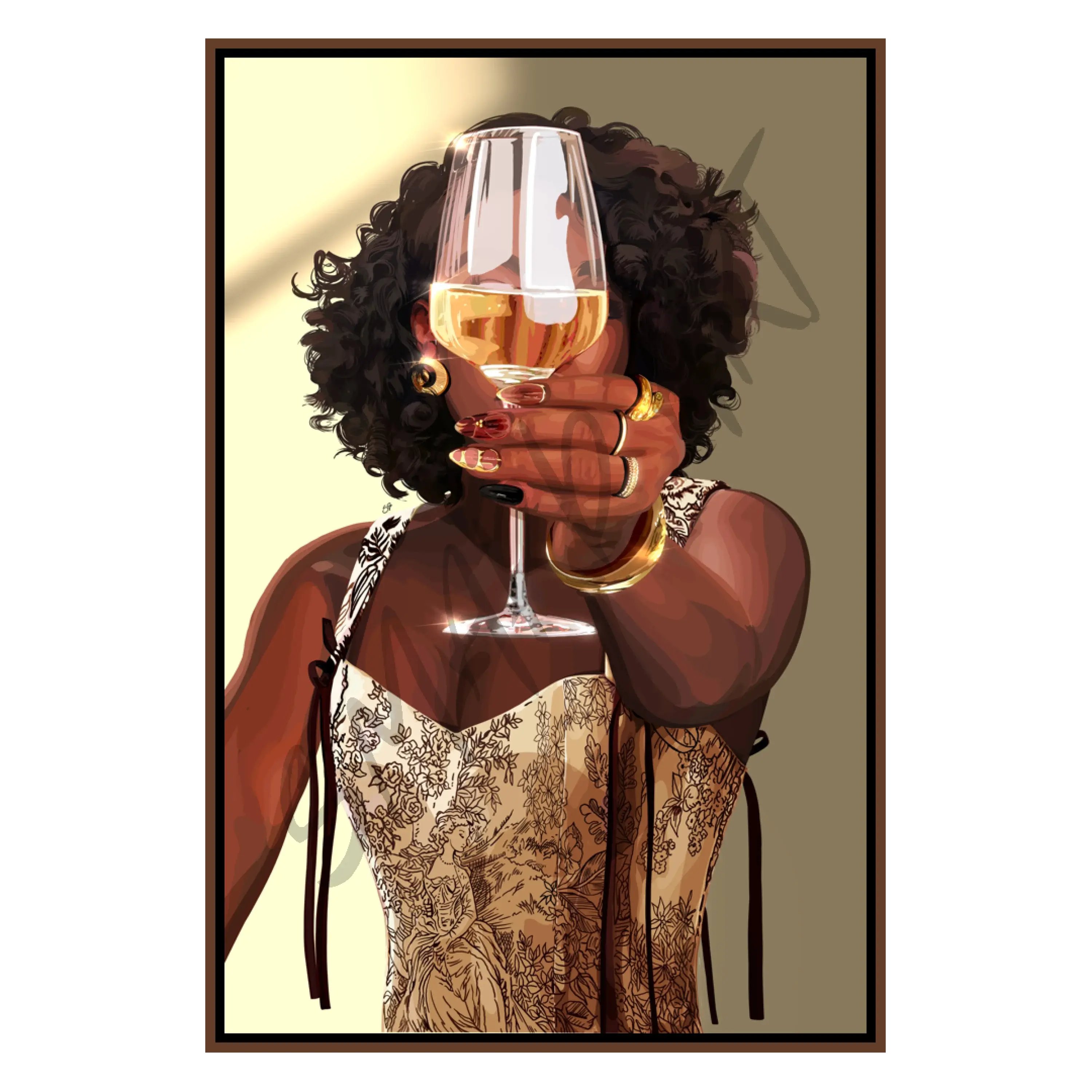 Wine Not Look - Smard Black Wall Art Print/ Canvas for Home /Office Decor