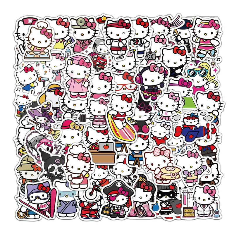 Sanrio Hello Kitty Stickers Collection - 60pcs Cute Posters for Crafting & Decorating - Perfect for Kids & Collectors - Adorable Designs in Various Poses