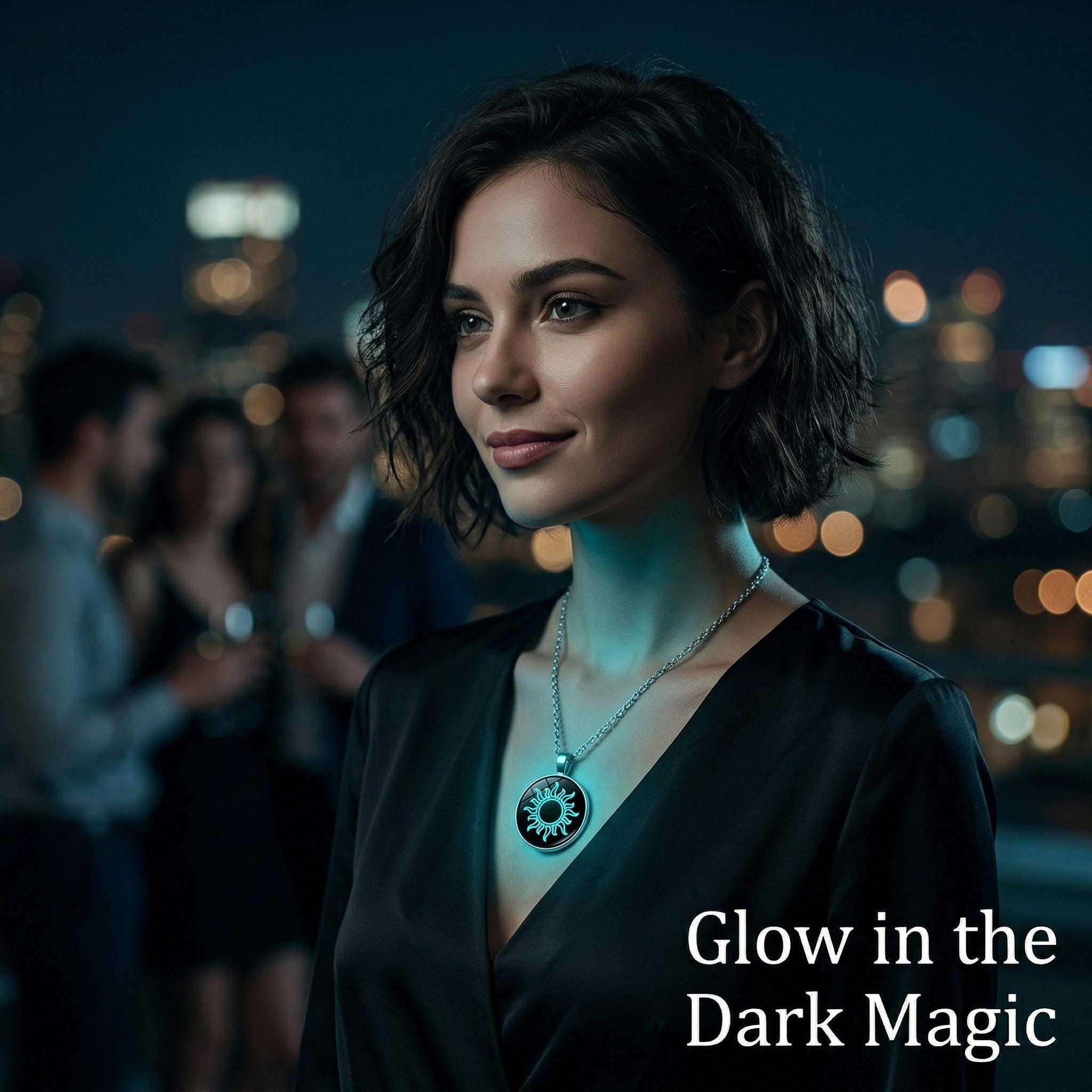 Glow in the Dark Moon & Sun Necklace for Couple Gift