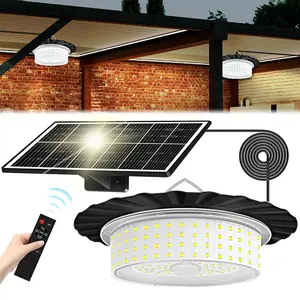 Solar Outdoor Pendant Light, LED Hanging Lamp with Remote Control, IP65 Waterproof, Outdoor Indoor Solar Powered Motion Sensor Shed Light, Auto Dusk to Dawn Powered for Patio Barn Garden