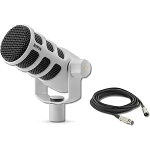 Rode PodMic Cardioid Dynamic Broadcast Microphone (White) with XLR  and  Polishing Cloth