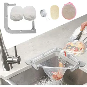 Kitchen Sink Triangle Tri-Holder Filter, Kitchen Sink Strainer, Sink Drain Strainer, with a Triangular Gray Rack and 100PCS Large Size Filtering Mesh Bags for Kitchen Leftover