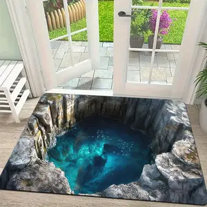 Non-Slip Door Mat Bathroom Rug, 20x32 Inches Low Profile Rubber Bottom, Decorative Rectangular Pad for Living Room Bedroom Kitchen, Diatomite Bathroom Mat