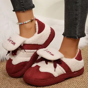 Women's Fashion Comfort Fleece Lace - Up Slippers Indoor Outdoor Shoes for Ultimate Winter Relaxation