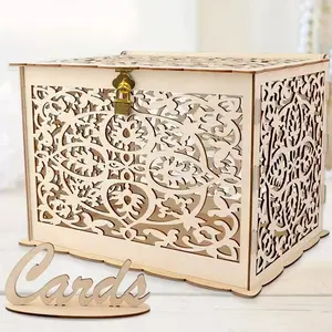 Outdoor Storage Garden Villa Wedding Card Box, Locked Coin Slot Savings Box, Card Holder, Rustic Style Gift Box, Keepsake Box, Lockable Storage Boxes