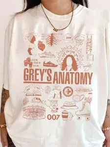 New "Grey's Anatomy" TV series inspired T-shirts featuring Meredith Grey medical symbols and famous quotes harajuku t shirt OGF