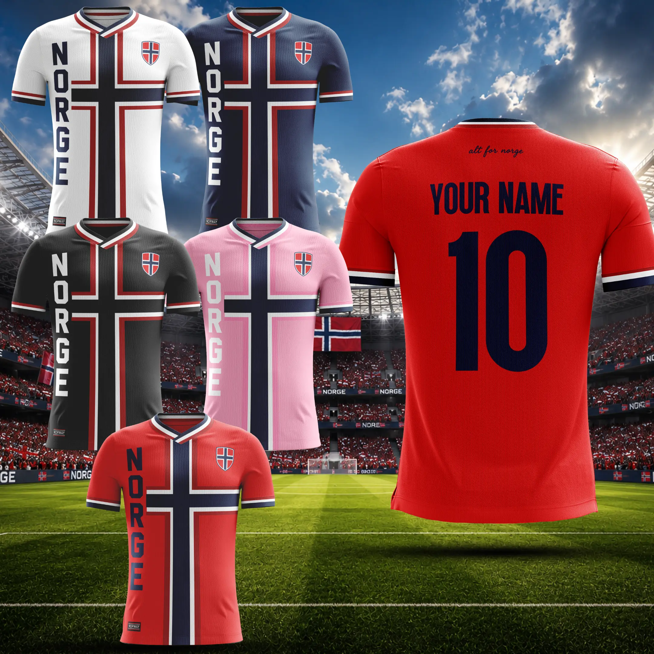 Norway Inspired Personalized Soccer Jersey – Custom Name & Number Football Shirt