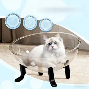Space capsule acrylic cat bed, easy to wipe and clean, multi-functional pet supplies decoration, suitable for cats, kittens and even small dog breeds