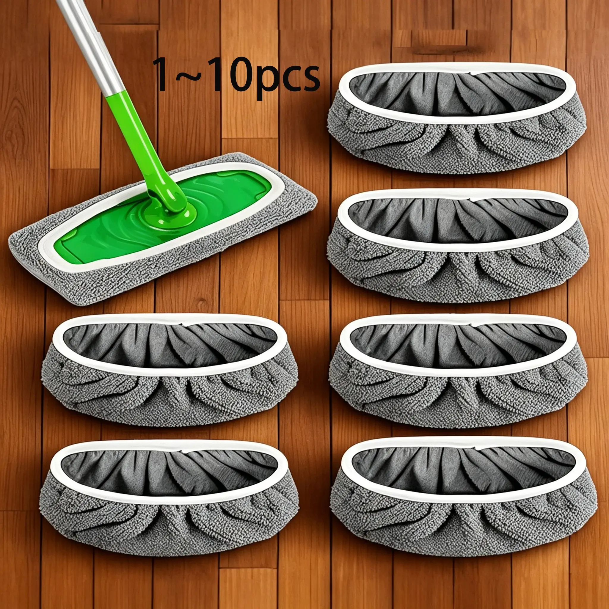 1-10pcs Wet & Dry Flat Mop Covers, Washable Pads for Hardwood Floors, Durable, Absorbent, Compatible with Most Mops, No Mop Head Included