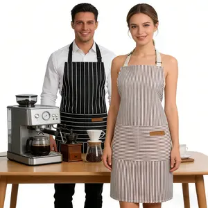 2 Pieces Aprons for Women with Pockets, Aprons for Men,Womens Kitchen Apron, Cooking Apron Adjustable Bib ChefApron(Unisex) Black Chef Adjustable Kitchen Pocket
