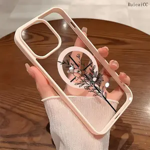 Premium Magnetic Phone Cases for iPhone11/12/13/14/15/16//17/Air/promax/Plus Simple Line Flowers Cross y2k cased MagSafe Ready, Anti-Fall, Springtok and Ultra-Thin Design | Perfect for Everyday Use Protector Screen Protector Aesthetic Resistance