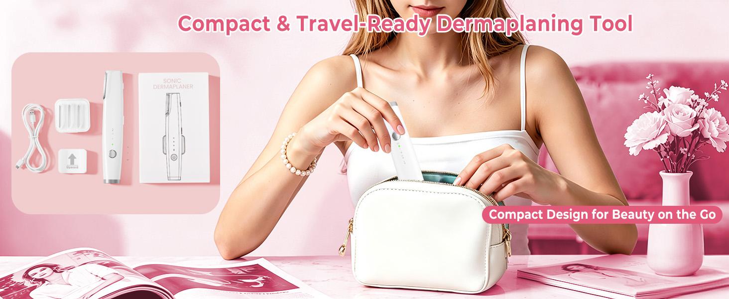 White Sonic Dermaplaning Tool for Women, 3-Speed Facial Hair Remover with LED Light, Rechargeable Face Shaver for Peach Fuzz Removal & Gentle Exfoliation, Portable Skincare Tool with Replaceable Blades White Sonic Dermaplaning Tool for Women, 3-Speed Facial Hair Remover with LED Light, Rechargeable Face Shaver for Peach Fuzz Removal & Gentle Exfoliation, Portable Skincare Tool with Replaceable Blades
