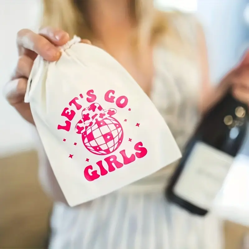 Set of 10 Let's Go Girls Drawstring Bags Mini 4x6 Inch Pouches Loot Bags Ideal For Bachelorette Party Wedding Hangover Recovery And Celebration Favor Supplies Party Favors Bag