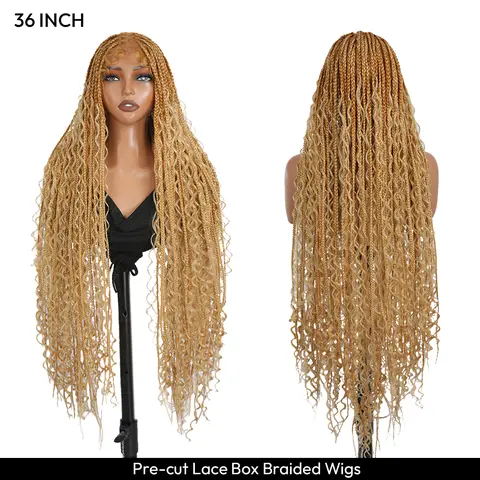 SuperNova #T274/614 36 Inches Full Lace Premium Synthetic Fiber Bohemian Box Braided Wigs Knotless #SohoChic #TikTokShopStockUp #DealsForYouDays Long Hair Natural Looking Braids