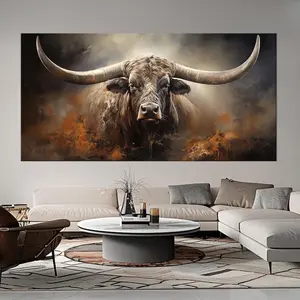 Texas Longhorn Poster, Cow Rustic wall decor Longhorn Bull print