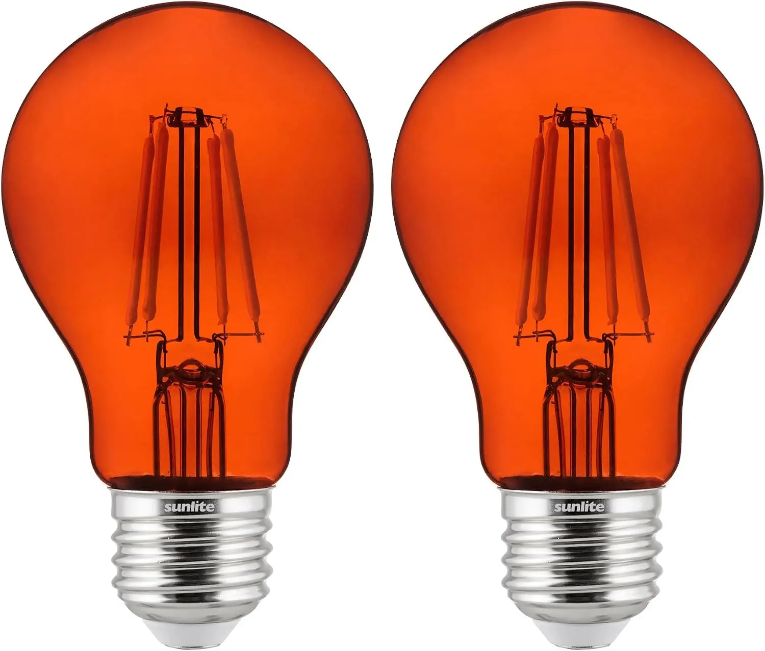 81085 LED Colored Filament A19 Light Bulb, 4.5 Watts, Medium E26 Base, 120 Volts, Transparent Orange, Dimmable, 320 Degree Beam Angle, UL Listed, 2 Count