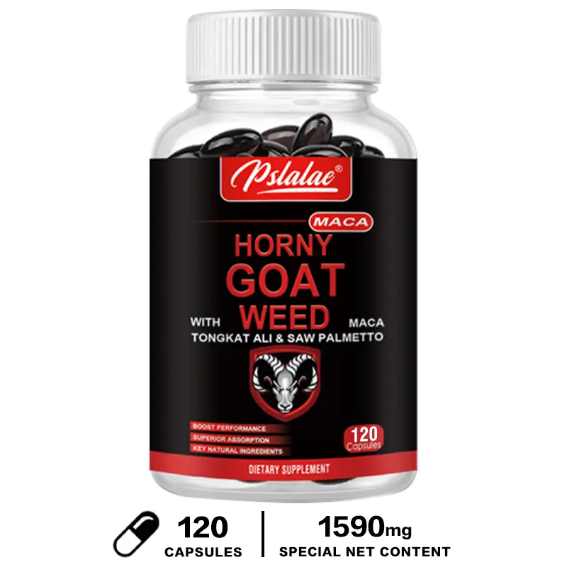  Natural Horny Goat Weed Supplement with Maca Tongkat Ali L Arginine Ginseng for Men Physical Performance & Energy Support 120 Capsules