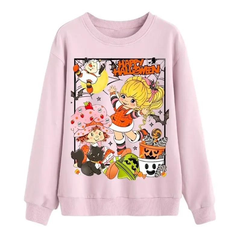 Strawberry Shortcake Sweatshirt, Coquette Halloween Sweatshirt, Cute Strawberry Fall Aesthetic Top For Women, Cute Tops, Pastel Spooky Season Sweatshirt