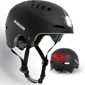 LED Bike Helmet with USB Rechargeable Front and Back Lights, Commuter Cycling Helmet for Adults, Unisex Bicycle Headgear