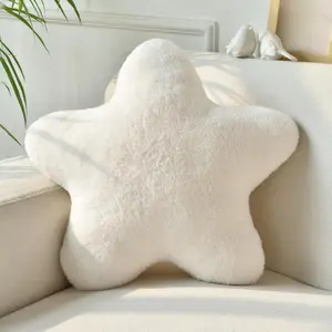 Star Pillow, Decorative Throw Pillows for Bed Couch, 15" Star Shaped Pillow Plush Floor Cushions Room Decor Pillow with Soft Faux Rabbit Fur for Sofa Bedroom Living Room