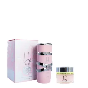Lattafa Yara Women's Fragrance Set - EDP Spray (3.4 oz, 4 to 4.9 fl oz Range, Alcohol Base, Citrus-Rose-Vanilla Fruity-Floral Scent) + Yara Cream (0.75 oz, Elegant Perfume Companion)