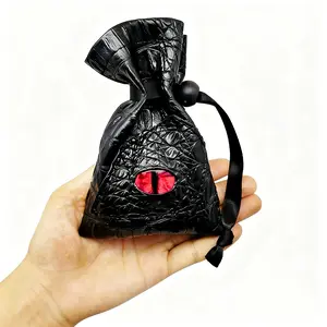 PU Leather Drawstring Dice Bag with Red Eye Design DND Dice Tarot Card Storage Rune Cards Holder Best Christmas Gift