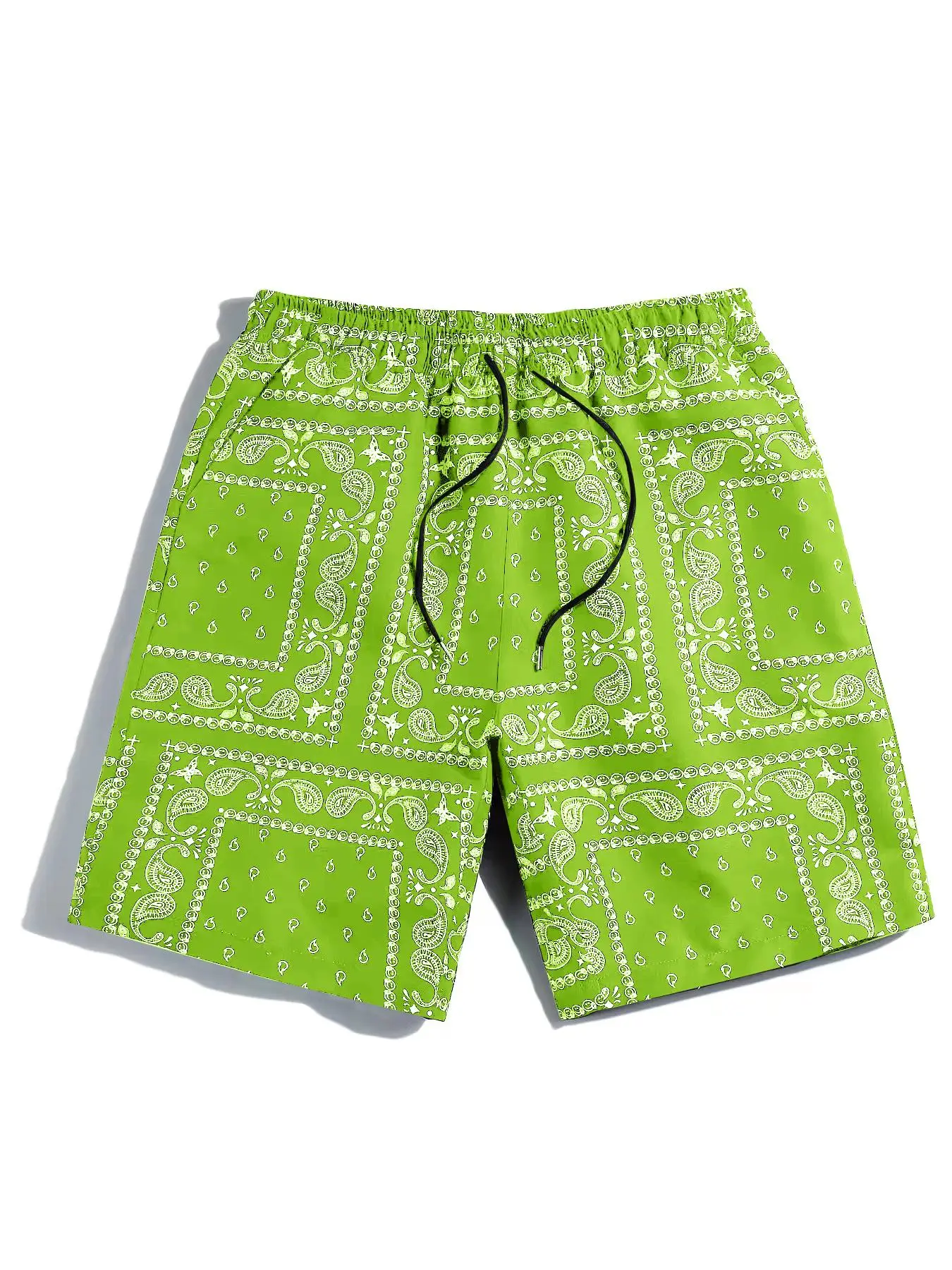 Men's All Over Print Pocket Drawstring Waist Shorts, Regular Fit Elastic Waist Beach Shorts for Summer, Casual Comfy Men's Bottoms for Beach Vacation