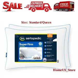 Super Firm Pillow Standard/Queen Set of 2 Pack Sleeper Sleep Comfortable Pillows