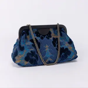 Burnout Velvet Navy Alma Clutch