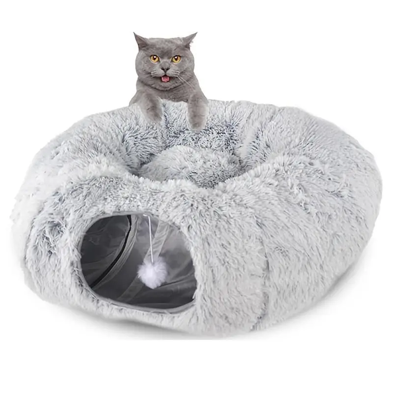 Winter Warm Cat Tunnel, Foldable Plush Cat Bed, Multifunctional Cat Toy, Pet Supplies for Indoor Outdoor Use
