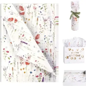 Floral Pattern Gift Wrapping Paper, 20pcs/set Flower Pattern Sticker, Multipurpose Decorative Paper for Gift Wrapping, Gift Bag Filler