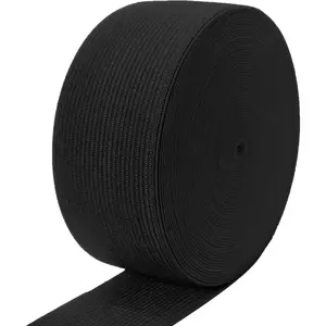 Elastic Band 2inch for Sewing 10 Yards 50mm Wide Flat Heavy Stretchy Elastic Yarn Straps Elastic Knit Band Spool for DIY Craft-Bedspread-Clothing-Pants  Band-Wigs-Skirts- DIY Projects (Black)