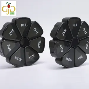 Health Care 7-Compartment Portable Petal Pill Box PP Material 12x12x2.5cm Lid Resealable Organizer Small Storage Container