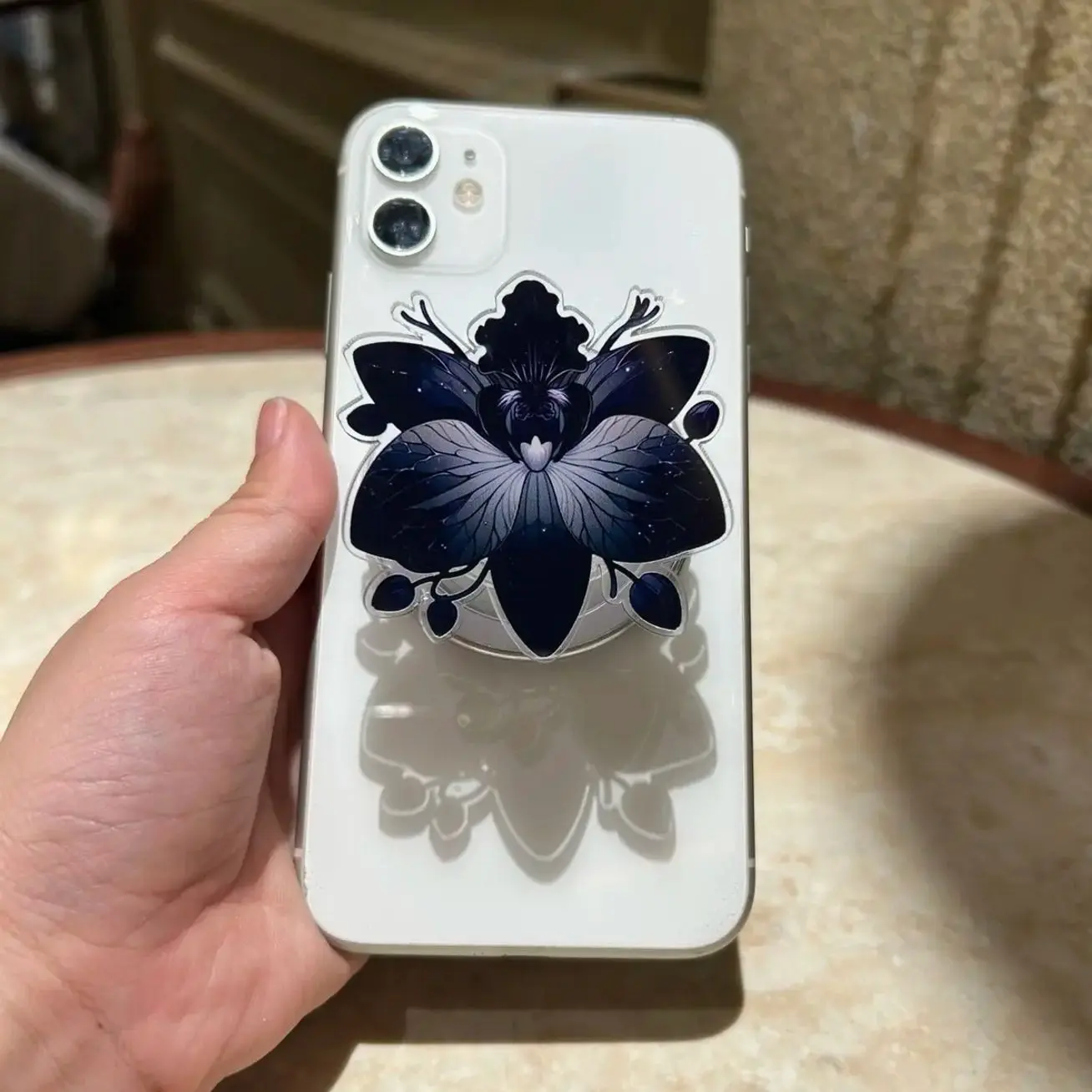 Dark Orchid Butterfly Phone Grip - Magnetic MagSafe Holder & Kickstand - Gothic Floral Phone Accessory