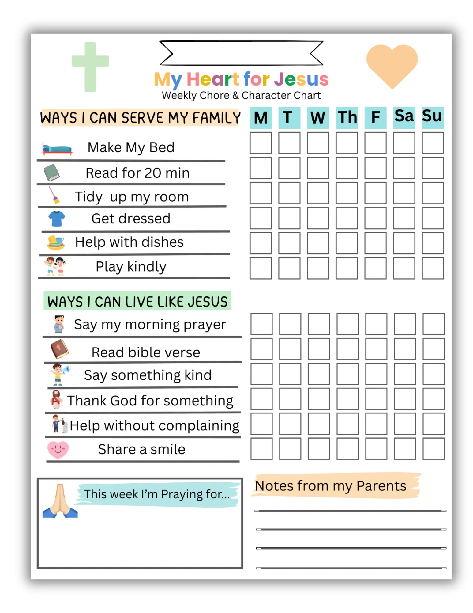 Kids Chore Chart & Daily Routine Chart (Ages 3–8) | Christian Faith Chart with Reusable Dry Erase