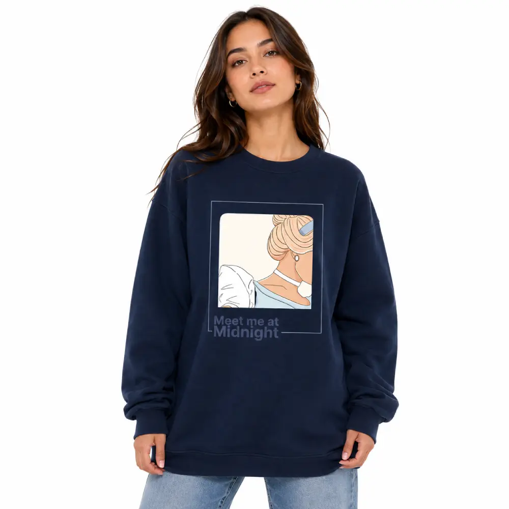 Meet Me At Midnight Sweatshirt Cinderella Inspired Princess Graphic Crewneck