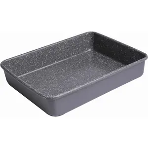 11 x 9 x 2-inch Toaster Oven Ultimate Series Commercial Weight Ceramic Non-Stick Coating Baking Pan (Silver Granite) Bakeware Bake Baked Kitchen