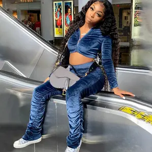 2020 Fall Winter Fashion Hooded Long Sleeve Outfit Set