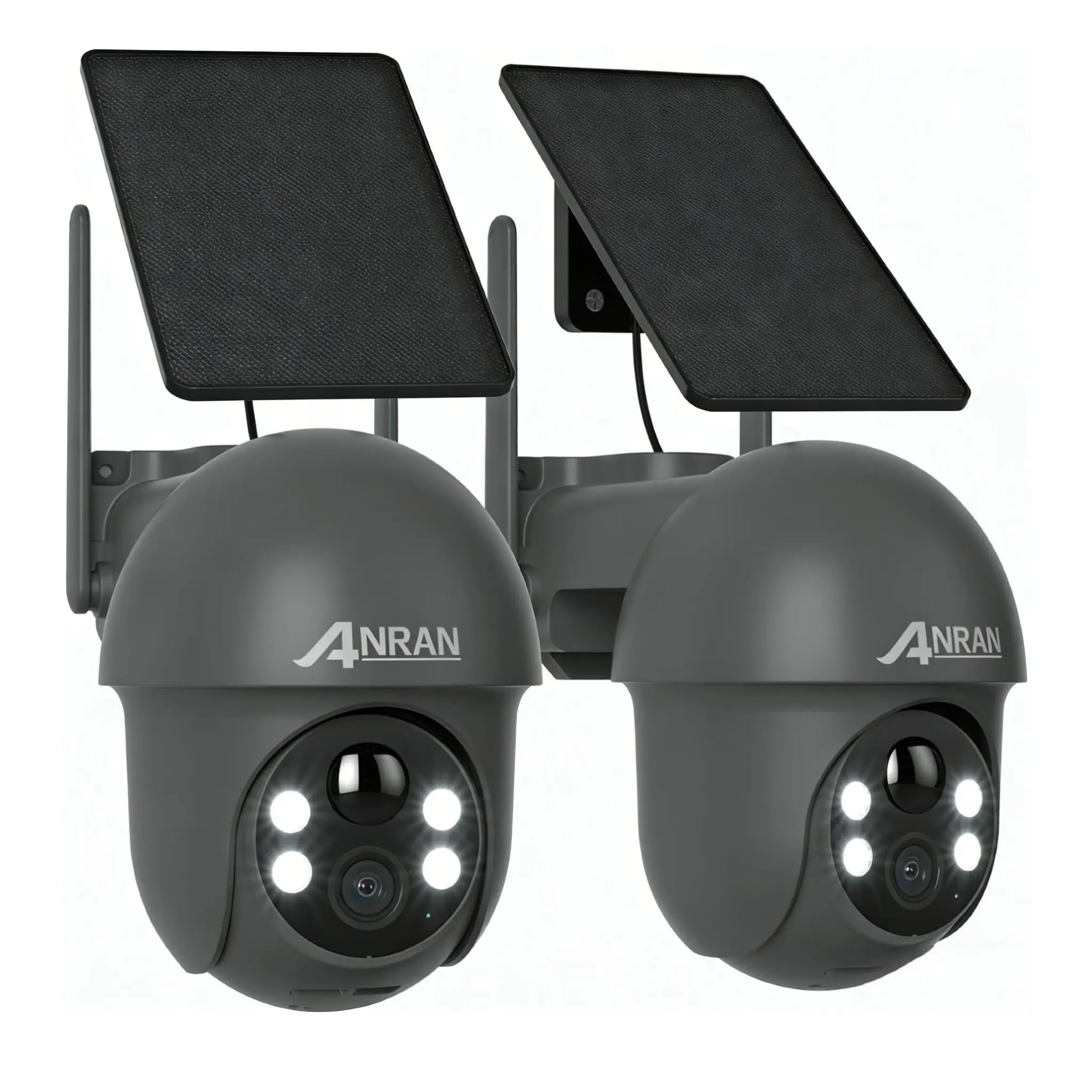 ANRAN APP Solar Security Cameras Wireless Outdoor,2K 360° PTZ Camera,2.4g WiFi,Night Vision with Spotlight,2-Way Audio,PIR Motion Sensor,2 Pack