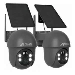 ANRAN APP Solar Security Cameras Wireless Outdoor,2K 360° PTZ Camera,2.4g WiFi,Night Vision with Spotlight,2-Way Audio,PIR Motion Sensor,2 Pack