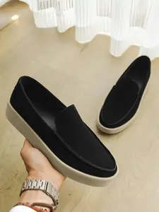 Men's Casual Comfortable Loafers, Simple Color Design, Thick Sole, Versatile Style for Daily Wear & Easy Flat Footwear