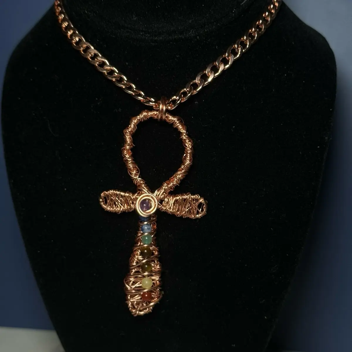 Chakra Ankh Pendant or Ring - Elegant Design with Unique Shape and Colorful Accents