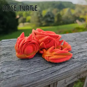 Rose Turtle, 3D Printed, Fully Flexible, Fidget Toy, Cinderwing, Gift, Ocean, Swimming, Pool Toy, Bath Toy, Tortoise, Reptile, Sea Turtle
