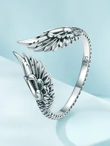 1 piece of 925 sterling silver simple retro feather angel wing open ring for ladies' birthday gift