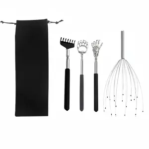 Manual Massage Tool Set with Storage Bag, 4 Counts/set Back Scratcher, Head Scratcher, Handheld Scratcher, Body Massage Tool for Home & Travel, Home Spa Equipment