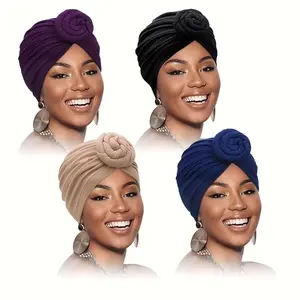 4pcs African Headwrap Turban For Women Hair Bonnet Hair Wrap Head Scarf Headwrap Hat
