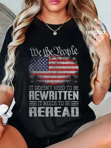 100% Cotton US Flag Constitution of the USA Needs To Be Reread T-Shirt