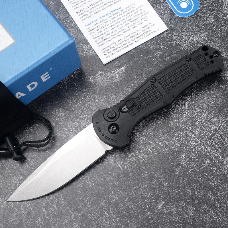 BM9070 CLA Utility Button Lock Folding KnifeD2 Steel Battlewash BladeBladeNon-slip Nylon Fiber HandleMultifunctional Utility Tool for OutdoorFishing Camping EDC Tool, EDC Sharp Folding Knife