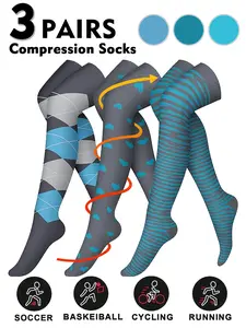 Knee-Thigh High Compression Stockings, 15-20mmhg Support, Sports & Recovery Gear, Athletic Running Socks, Unisex Design, All Season Use, Tight-Fit Compression Socks